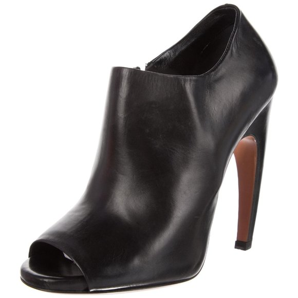 NWT Alaia Peep Toe Ankle Boots with Curved Heel Black Leather size 36.5 - Picture 5 of 8